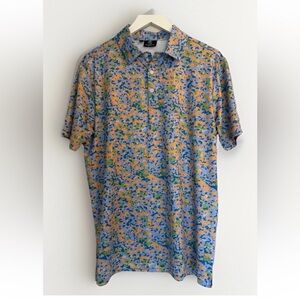 Green Side Golf Polo Men’s Medium Blue Green Camo Lightweight stretch breathable